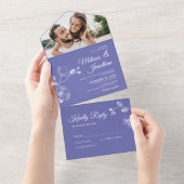 エレガント蘭の紫のフローラ結婚植物 オールインワン招待状 (貼ってはがせる)