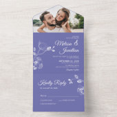 エレガント蘭の紫のフローラ結婚植物 オールインワン招待状 (内側)