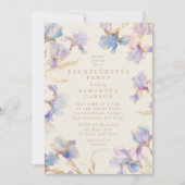 エレガント虹彩フローラ水色バチェロレッテ 招待状 (正面)