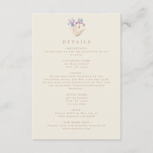 エレガント虹彩結婚フローラ エンクロージャーカード (正面)