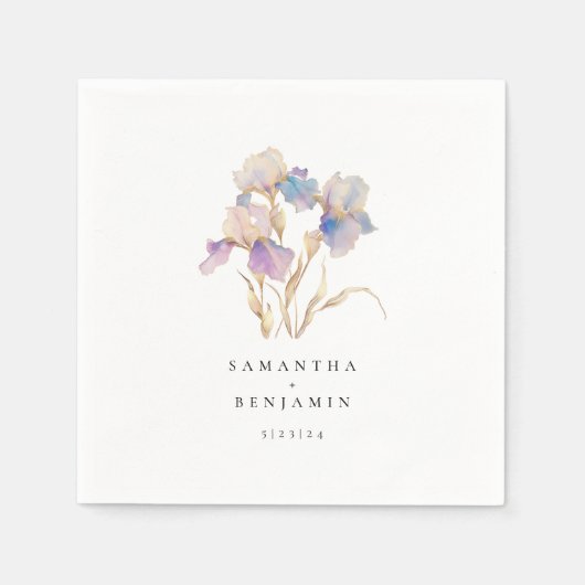 エレガント虹彩結婚フローラ スタンダードカクテルナプキン (正面)