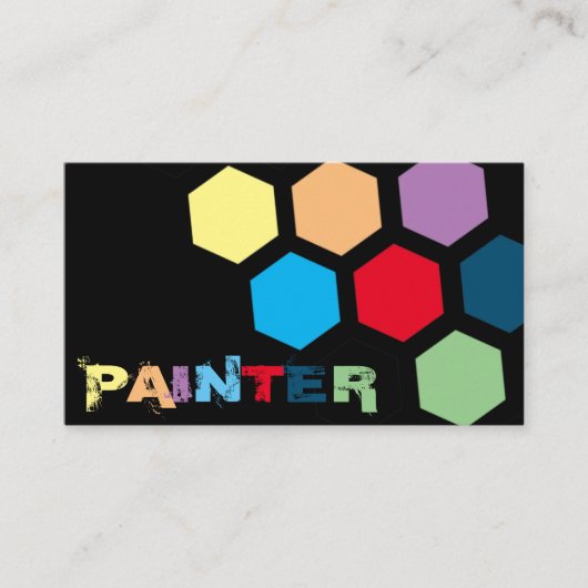 エレガント虹色の六角形 名刺 (正面)