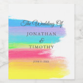 エレガント虹色LGBTQモダン結婚の ワインラベル (シングルラベル)