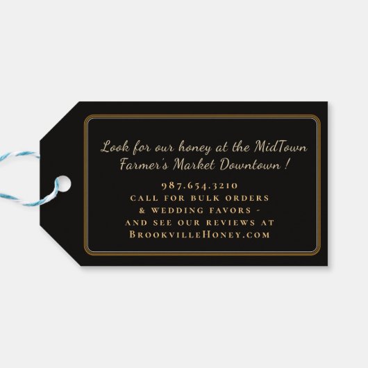 エレガント蜂蜜の瓶またはギフトバスケットラベル蜂ポピー ギフトタグ (裏面横)