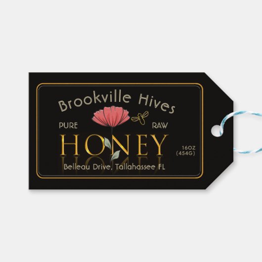 エレガント蜂蜜の瓶またはギフトバスケットラベル蜂ポピー ギフトタグ (正面(横))