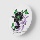 「エレガント蝶のプリンセス」Tシャツ | プリンス ラウンド壁時計 (傾斜)