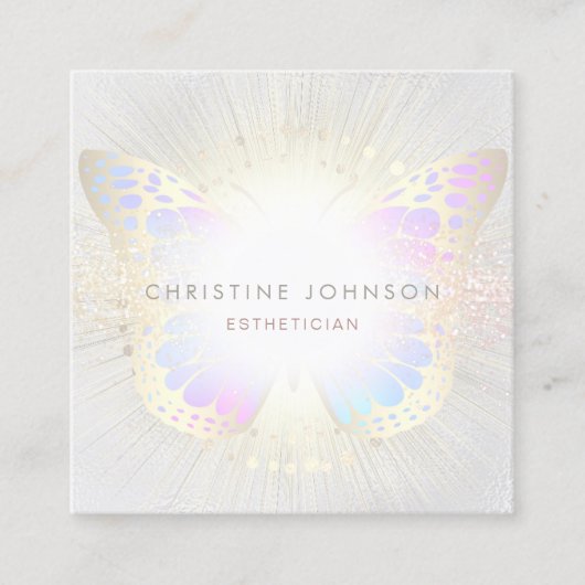 エレガント蝶のロゴ スクエア名刺 (正面)