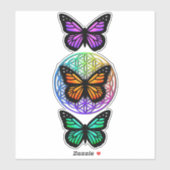 エレガント蝶カラフルの花 シール (シート)