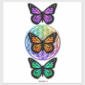 エレガント蝶カラフルの花 シール (シート)