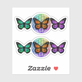 エレガント蝶カラフルの花 シール