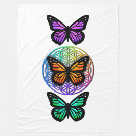 エレガント蝶カラフルの花 フリースブランケット