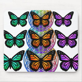 エレガント蝶カラフルの花 マウスパッド