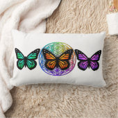 エレガント蝶カラフルの花 ランバークッション (ブランケット)