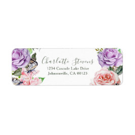 エレガント蝶フローラ水の色結婚の ラベル