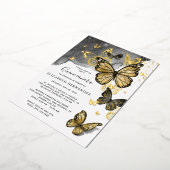 エレガント蝶ブラックキンセアニェラ実在金ゴールド 箔招待状 (回転した状態)