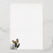 エレガント蝶ブラックキンセアニェラ実在金ゴールド 箔招待状 (裏面)