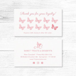 エレガント蝶モノグラかわいらしムガーリー桃ピンク ロイヤリティカード