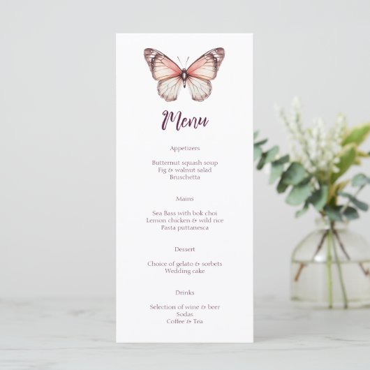 エレガント蝶結婚のカスタムパーティー メニュー (スタンド正面)