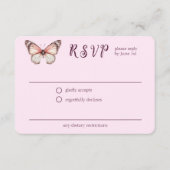 エレガント蝶結婚のカスタムRSVP エンクロージャーカード (正面)