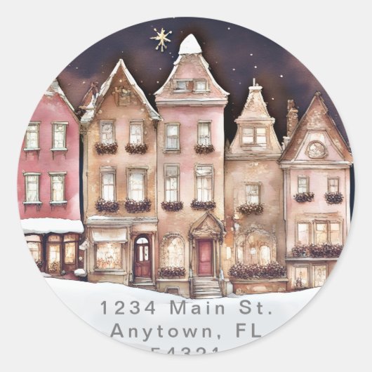 エレガント街並みパーソナライズされた住所 シール (正面)