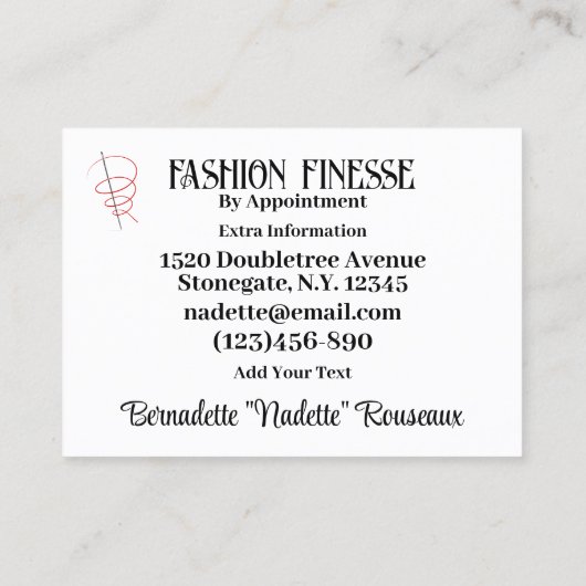 エレガント裁縫とキルト 名刺 (裏面)