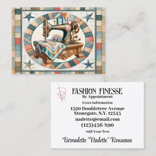 エレガント裁縫とキルト 名刺 (正面/裏面)