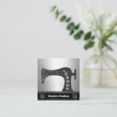 エレガント裁縫機 |シルバーボタン スクエア名刺 (スタンド正面)