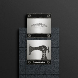 エレガント裁縫機 |シルバーボタン スクエア名刺