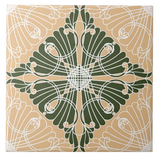 エレガント装飾文様，菱形 タイル (正面)