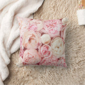 エレガント装飾用クッション – ピンク牡丹とバラ クッション (ブランケット)