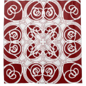 エレガント装飾，モダンバーガンディ，白 シャワーカーテン (正面)