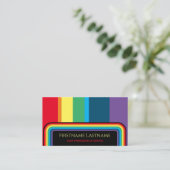 エレガント角丸ストライプい虹色 名刺 (スタンド正面)
