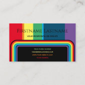 エレガント角丸ストライプい虹色 名刺 (裏面)