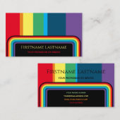 エレガント角丸ストライプい虹色 名刺 (正面/裏面)