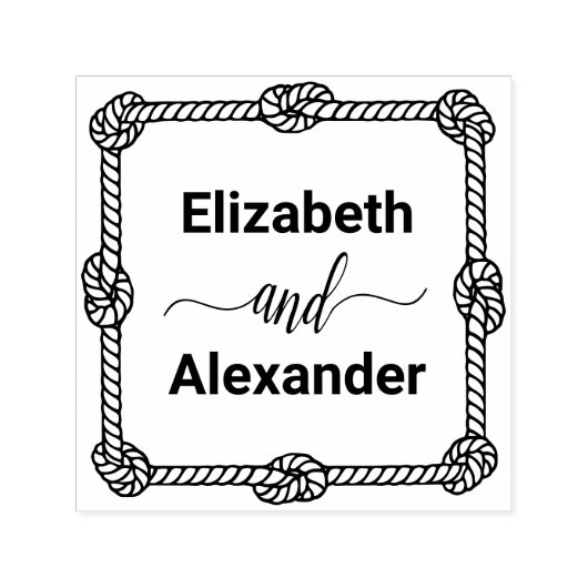 エレガント角型ロープノットフレーム#2新郎新婦の名前 セルフインキングスタンプ (デザイン)