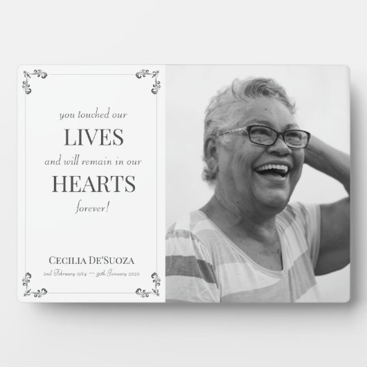 エレガント記念カスタム写真ホワイトメモリアル フォトプラーク (正面)