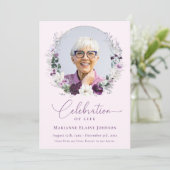 エレガント記念ピンクフローラお祝い 招待状 (スタンド正面)