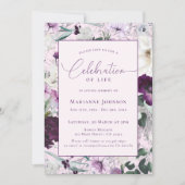 エレガント記念ピンクフローラお祝い 招待状 (正面)