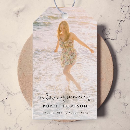 エレガント記念写真愛の思い出のお葬式 ギフトタグ