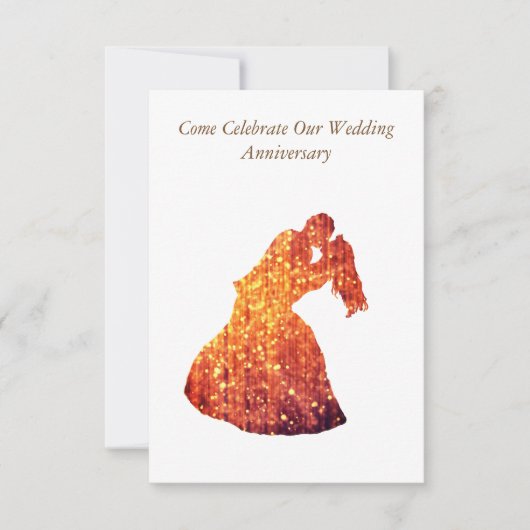 エレガント記念日の招待，ゴールデンカップル 招待状 (正面)