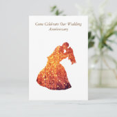 エレガント記念日の招待，ゴールデンカップル 招待状 (スタンド正面)