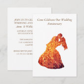 エレガント記念日の招待，ゴールデンカップル 招待状 (正面/裏面)