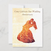 エレガント記念日の招待、ゴールデンカップル 招待状 (正面)