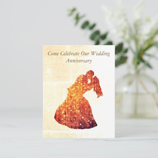 エレガント記念日の招待、ゴールデンカップル 招待状 (スタンド正面)