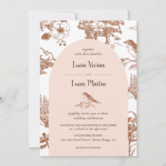エレガント詳細ヴィンテージワイルドフォレ結婚スト 招待状 (正面)