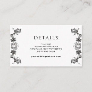 エレガント詳細/またはその他のブラックフローラ結婚 エンクロージャーカード