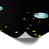 エレガント誕生日ジェニー、魔法ランプ&宝石オンブラック ポスター (角)