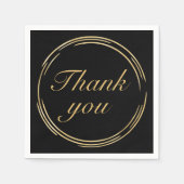 エレガント誕生日ブラック金ゴールドありがとう スタンダードカクテルナプキン (正面)