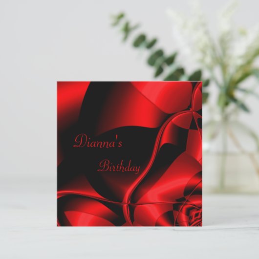 エレガント誕生日レッドブラック抽象芸術 招待状 (スタンド正面)