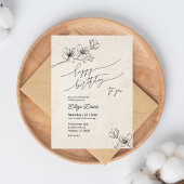 エレガント誕生日招待状(花あり) 招待状